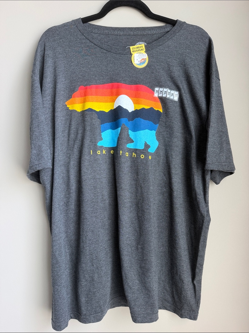 Lake Tahoe Bear Graphic Men XL Tee - Gray